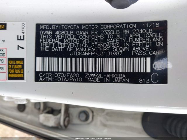 JTDKARFP9J3101987 Toyota Prius Prime Plus