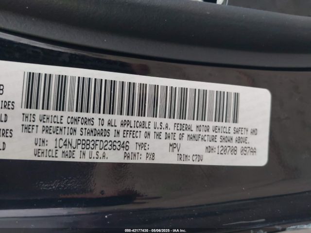1C4NJPBB3FD236346 Jeep Patriot Sport