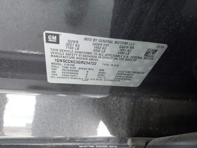 1GNSCCKC3GR234722 Chevrolet Tahoe Ltz
