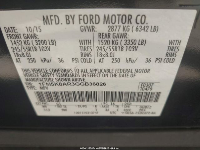 1FM5K8AR3GGB36826 Ford Police Interceptor