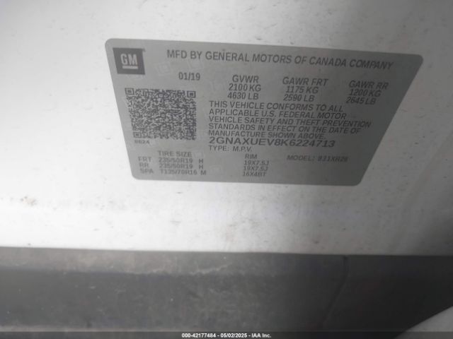 2GNAXUEV8K6224713 Chevrolet EQUINOX LT