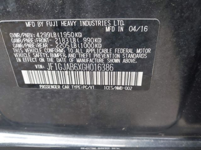 JF1GJAB6XGH016386 Subaru Impreza 2.0i Premium