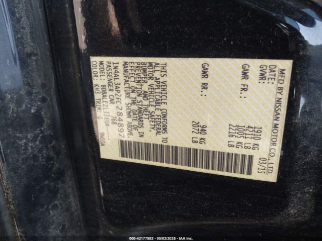 1N4AL3AP2FC284897 Nissan Altima 2.5/2.5 S/2.5 Sl/2.5 Sv