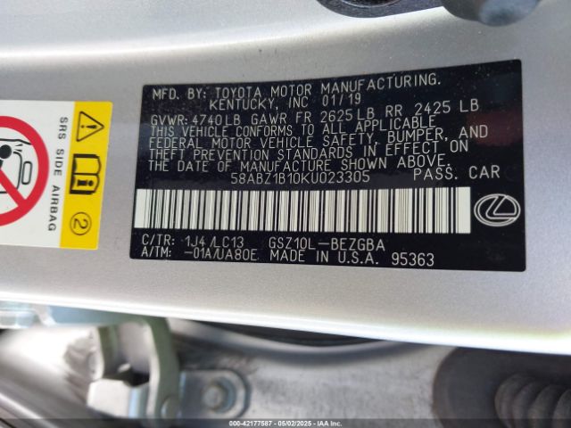 2019 LEXUS ES 350 58ABZ1B10KU023305 Photo 8