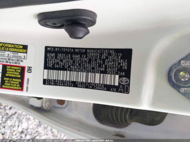 2T1BURHE8GC537054 Toyota Corolla S Plus