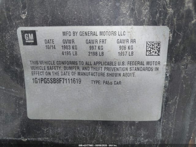 1G1PG5SB8F7111619 Chevrolet CRUZE LTZ