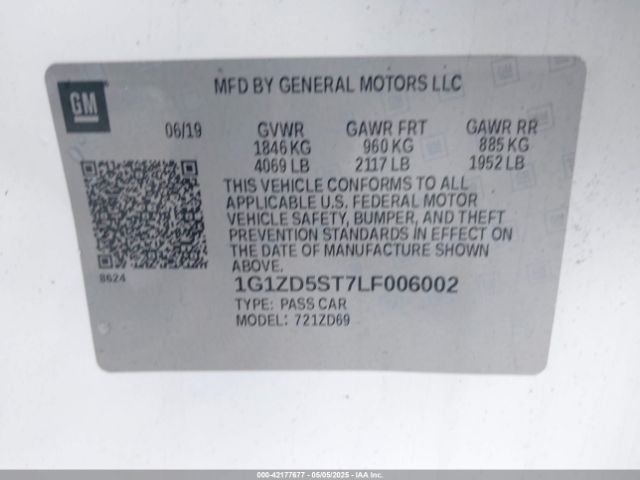 1G1ZD5ST7LF006002 Chevrolet Malibu Fwd Lt