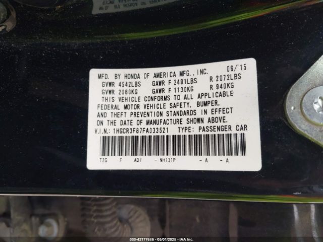 1HGCR3F87FA033521 Honda j35y1
