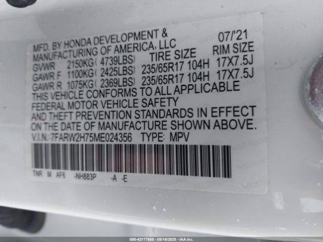 2021 HONDA CR-V 7FARW2H75ME024356 Photo 8