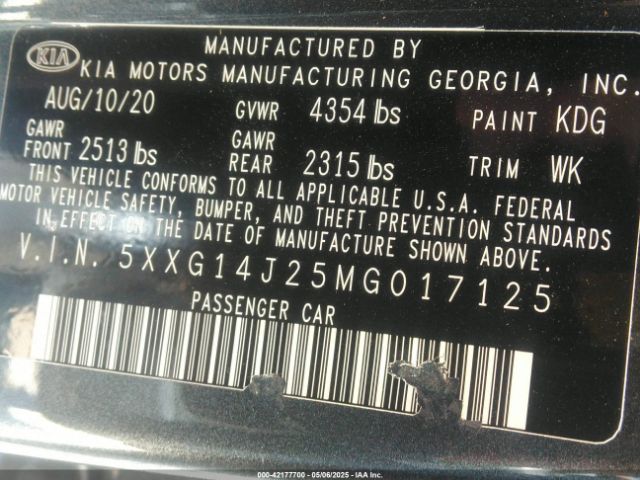 5XXG14J25MG017125 KIA K5 LXS