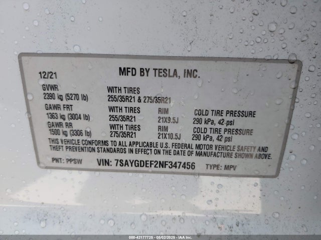 2022 TESLA MODEL Y 7SAYGDEF2NF347456 Photo 8
