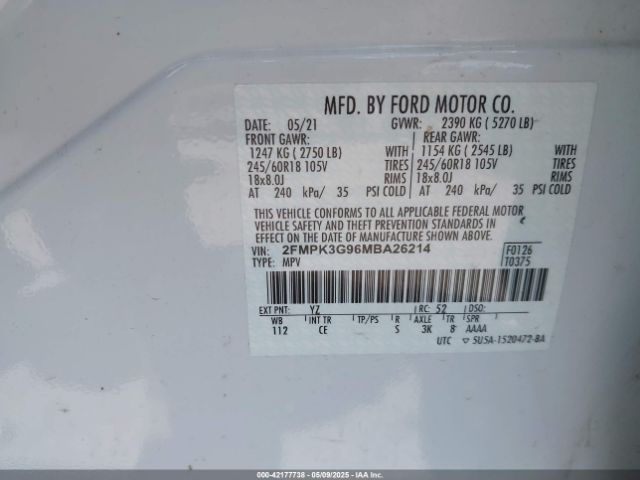 2021 FORD EDGE 2FMPK3G96MBA26214 Photo 8