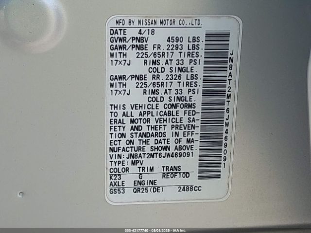 JN8AT2MT6JW469091 Nissan ROGUE SV