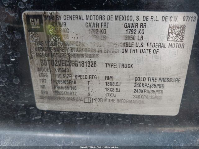 3GTU2VEC2EG181326 GMC Sierra 1500 Slt