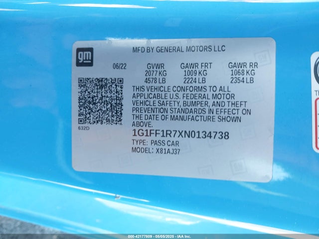 1G1FF1R7XN0134738 Chevrolet Camaro Rwd  1ss