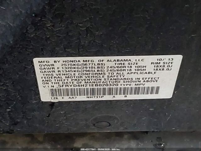 5FRYD4H21EB020320 Acura MDX