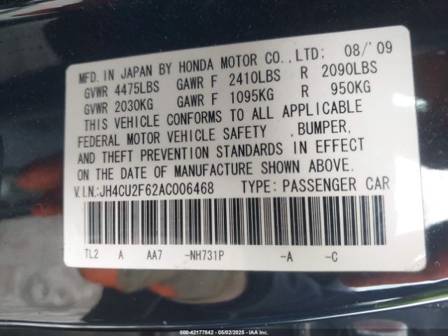 2010 ACURA TSX JH4CU2F62AC006468 Photo 8