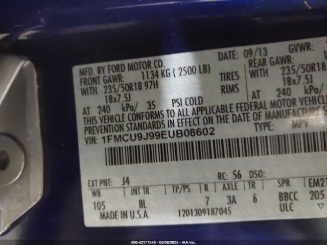 1FMCU9J99EUB08602 Ford Escape Titanium