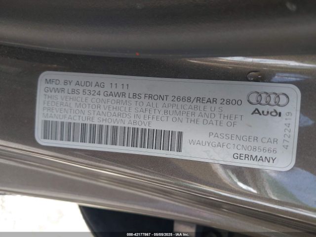 2012 AUDI A7 WAUYGAFC1CN085666 Photo 8
