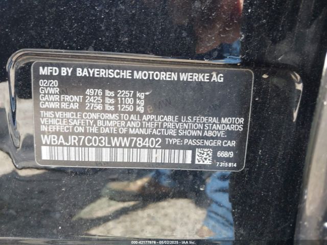 2020 BMW 530I WBAJR7C03LWW78402 Photo 8