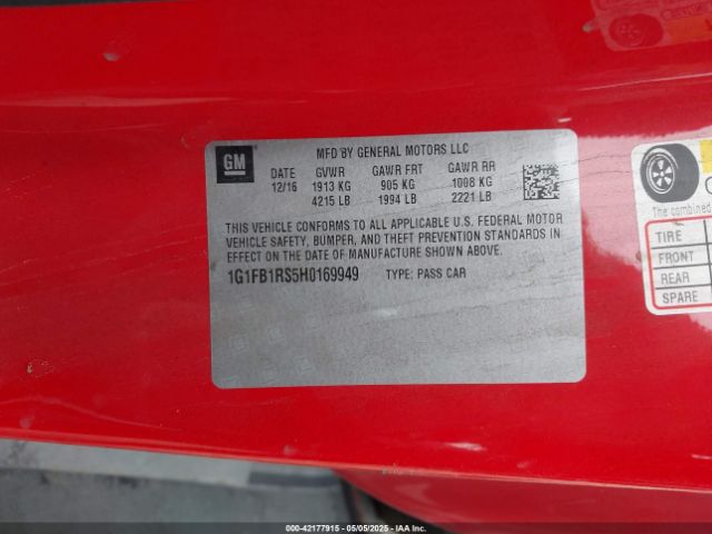1G1FB1RS5H0169949 Chevrolet Camaro 1lt