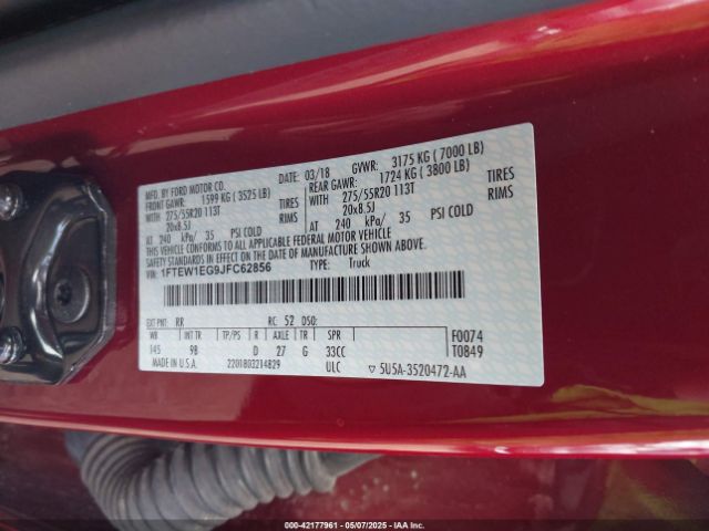 1FTEW1EG9JFC62856 Ford F-150 Platinum