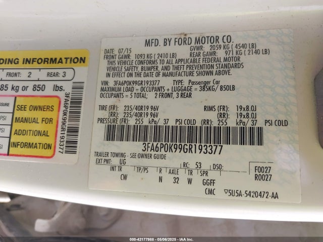 Ford 2016 2016 3FA6P0K99GR193377 Image 9