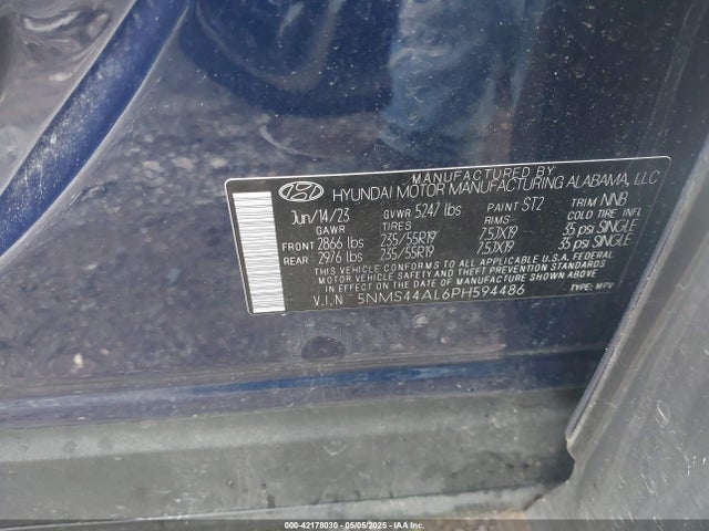 5NMS44AL6PH594486 Hyundai Santa Fe Limited