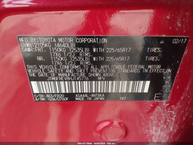 JTMBFREV8HJ145776 Toyota RAV4 LE