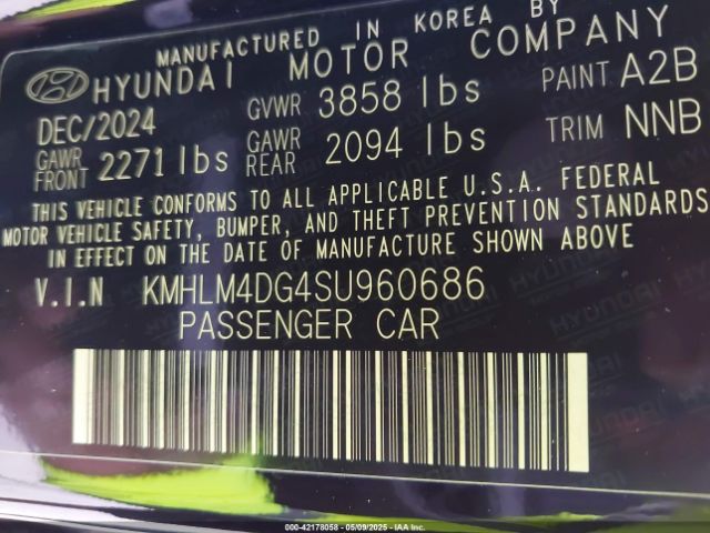 KMHLM4DG4SU960686 Hyundai mpi nu pe