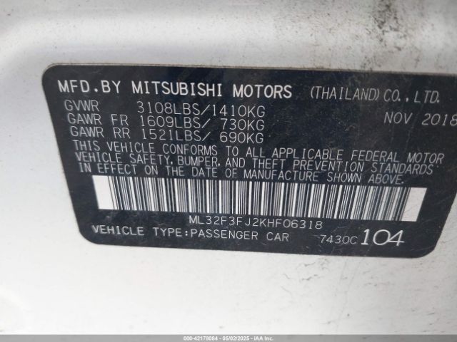 2019 MITSUBISHI MIRAGE G4 ML32F3FJ2KHF06318 Photo 8