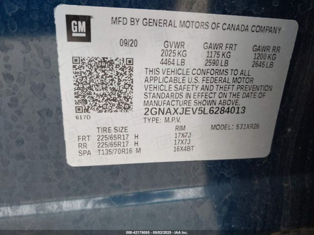 2020 CHEVROLET EQUINOX 2GNAXJEV5L6284013 Photo 8