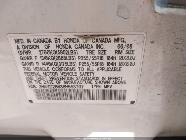 2008 ACURA MDX 2HNYD28638H553707 Photo 8