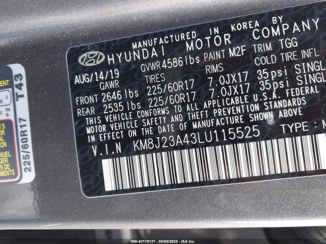 KM8J23A43LU115525 Hyundai TUCSON SE