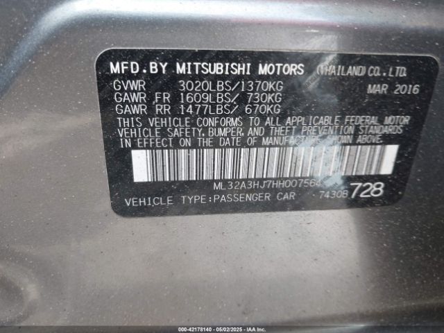 ML32A3HJ7HH007564 Mitsubishi MIRAGE ES