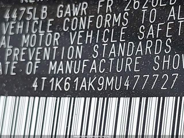 4T1K61AK9MU477727 Toyota CAMRY XSE