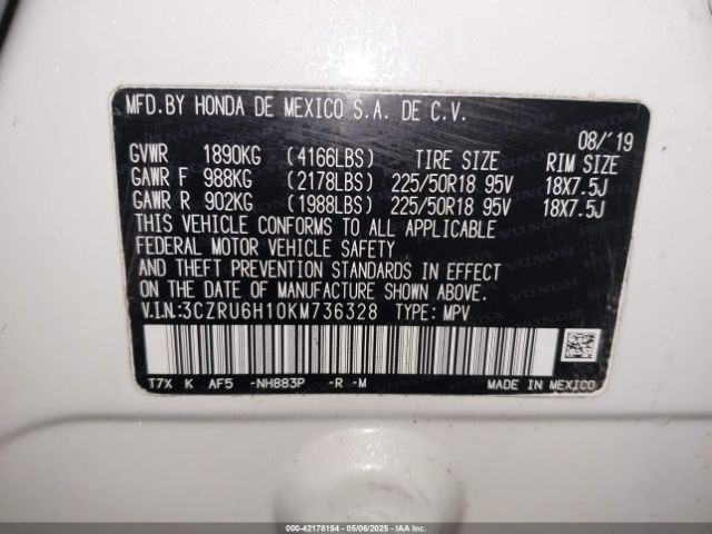 3CZRU6H10KM736328 Honda HR-V SPORT