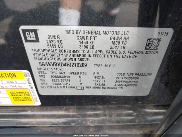 Buick Enclave Leather 2015 5GAKVBKD4FJ273209 Image 9