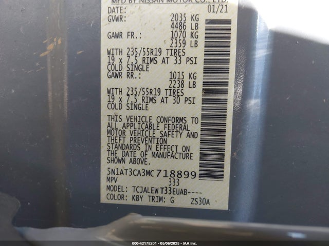 Nissan Rogue Sl Fwd 2021 5N1AT3CA3MC718899 Image 9