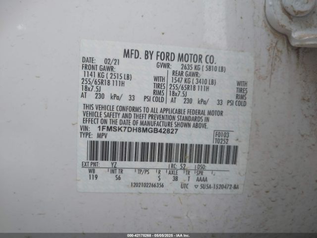 2021 FORD EXPLORER 1FMSK7DH8MGB42827 Photo 8