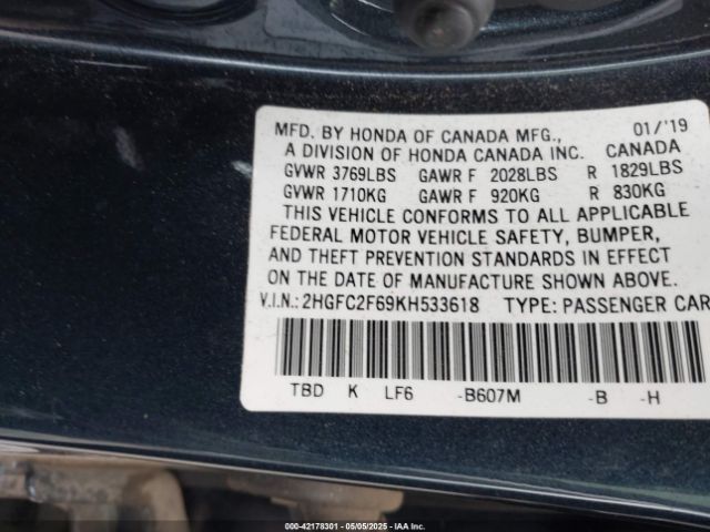 2HGFC2F69KH533618 Honda k20c2