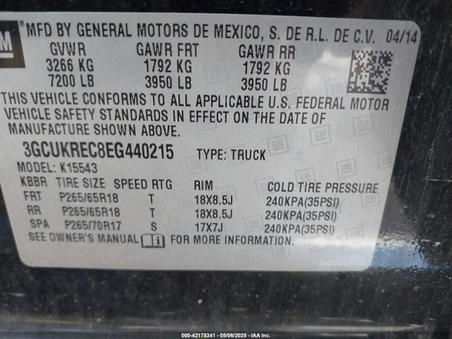 3GCUKREC8EG440215 Chevrolet Silverado 1500 1lt