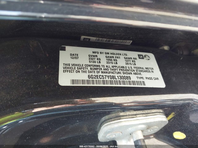 42178382 :رقم المزاد ، 6G2EC57Y08L130089 vin ، 2008 Pontiac G8 Gt مزاد بيع
