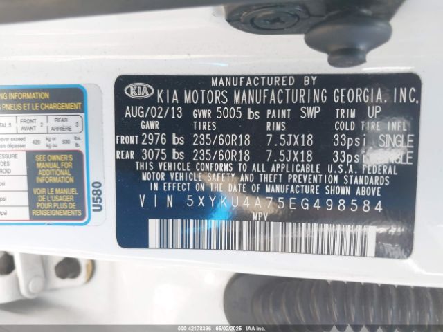 5XYKU4A75EG498584 KIA Sorento Ex V6