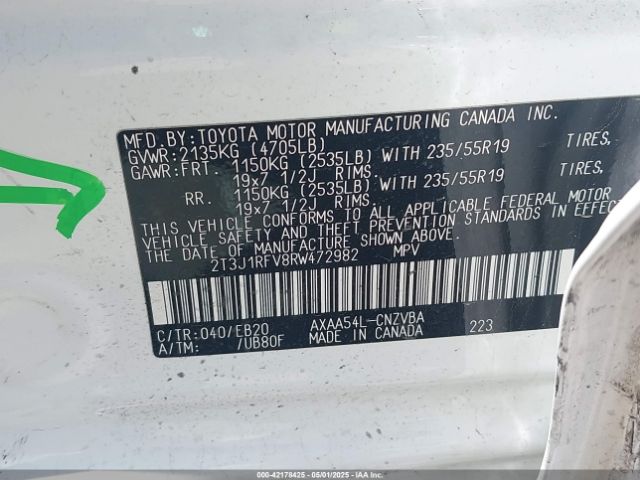 2T3J1RFV8RW472982 Toyota Rav4 Adventure