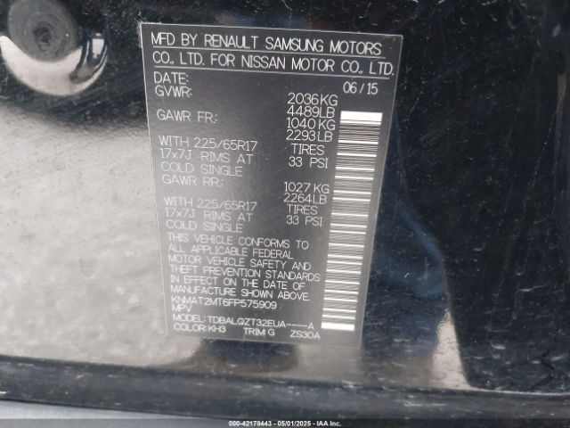 KNMAT2MT6FP575909 Nissan ROGUE SV
