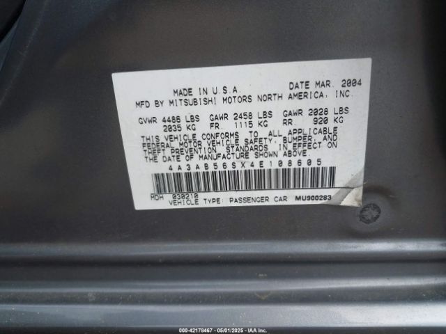 2004 MITSUBISHI GALANT 4A3AB56SX4E108605 Photo 8