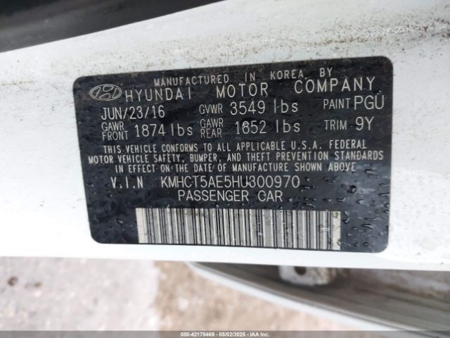 KMHCT5AE5HU300970 Hyundai ACCENT SE