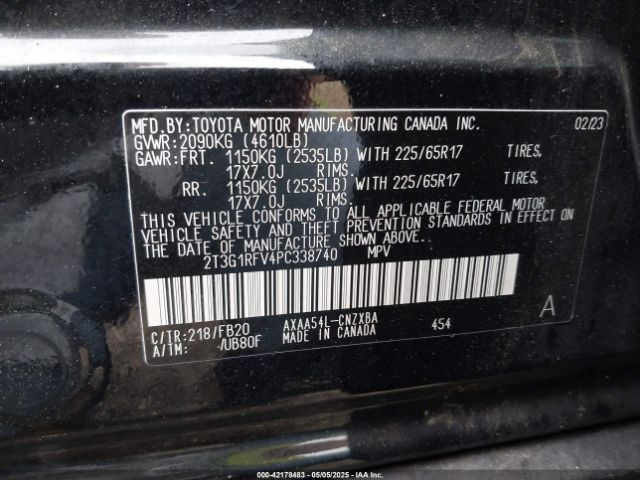 2T3G1RFV4PC338740 Toyota RAV4 LE