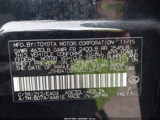 2016 LEXUS IS 200T JTHBA1D27G5015470 Photo 8